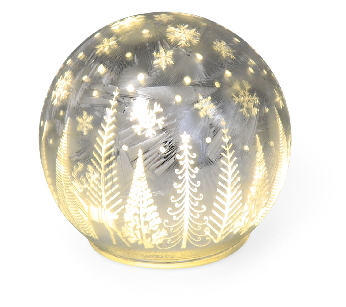Glass LED light ball silver winter landscape