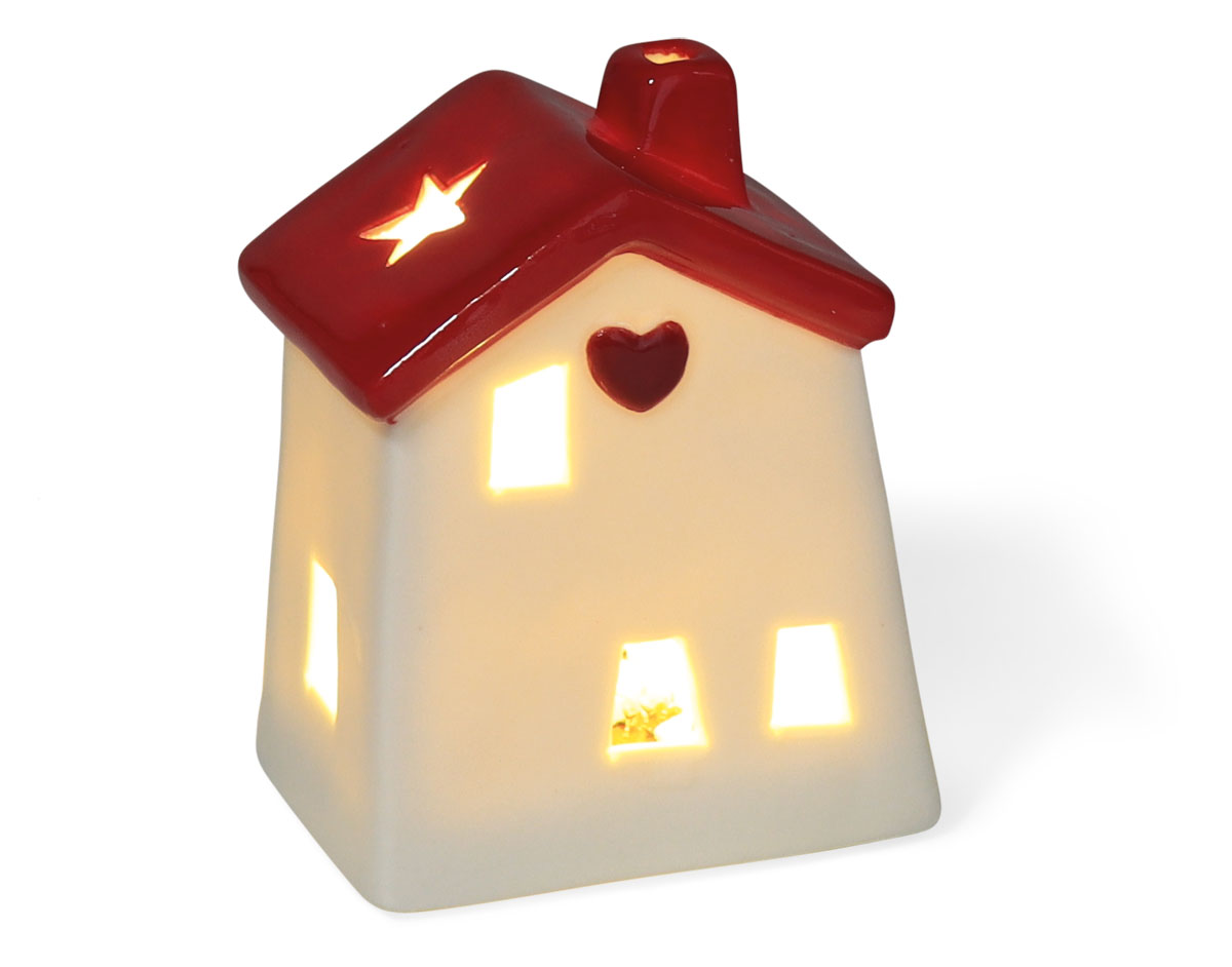 LED house FULLMOON, with timer, ceramic