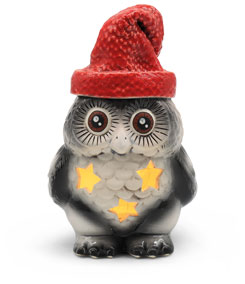 Tealight owl Gerda, gray