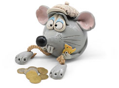Coins bank mouse with cheese