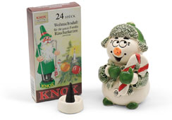 Incense smoker snowman with candy cane