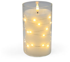 LED candle in glass