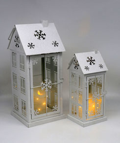 Lantern house with snow