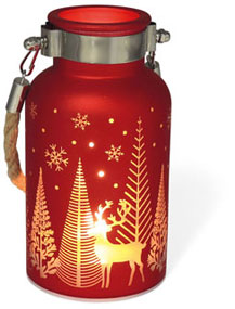 Glass LED lantern, winter landscape