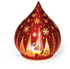 Glass LED red light cone, winter landscape
