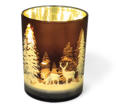 Tealight glass forest with deer