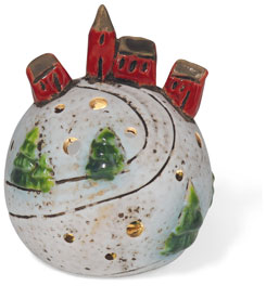 Light globe with houses, tealight holder