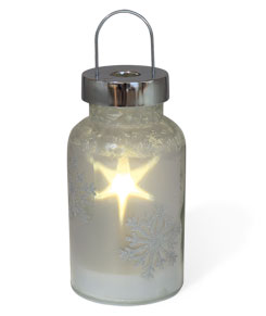 Glass LED silver lantern winter landscape