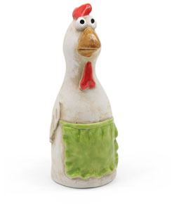 Fence figure hen & rooster, earthenware