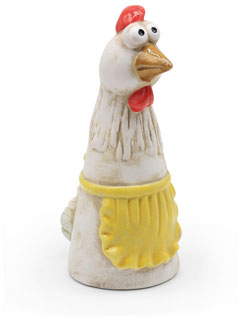 Fence figure hen & rooster, earthenware